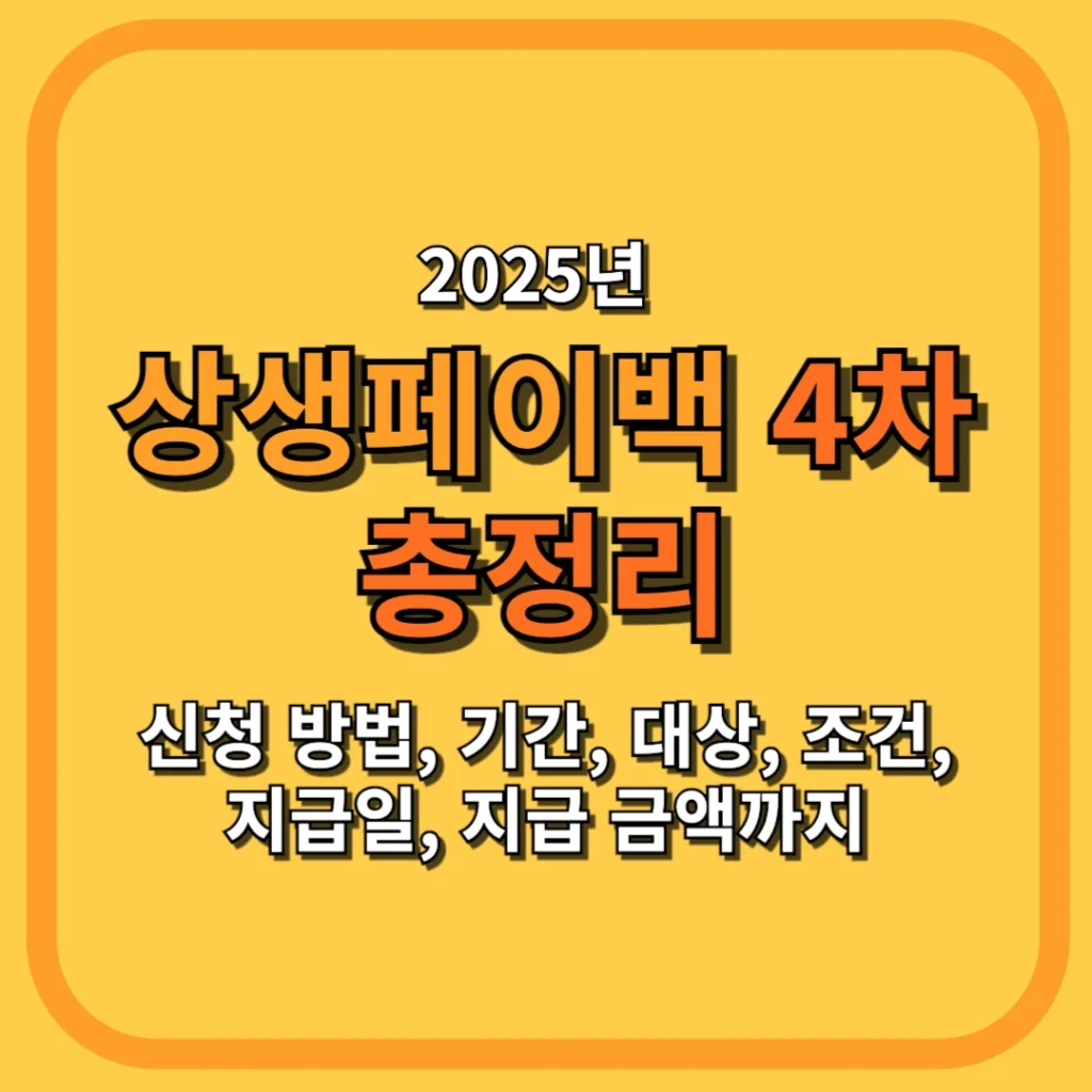 2025 상생페이백 4차 총정리: 신청 방법, 기간, 대상, 조건, 지급일, 지급 금액까지