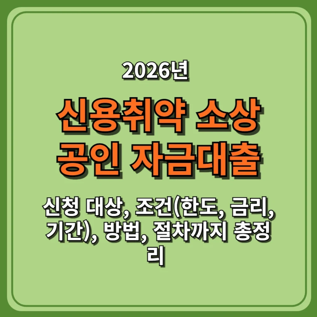 2026년 신용취약 소상공인 자금대출