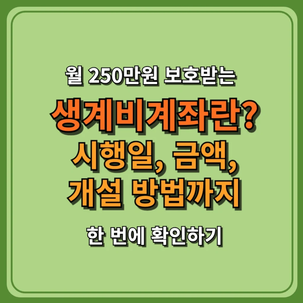 생계비계좌란? 시행일, 금액, 개설 방법까지 한 번에 확인하기