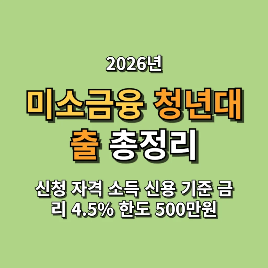 미소금융 청년대출 신청 자격 소득 신용 기준 금리 4.5% 한도 500만원 총정리