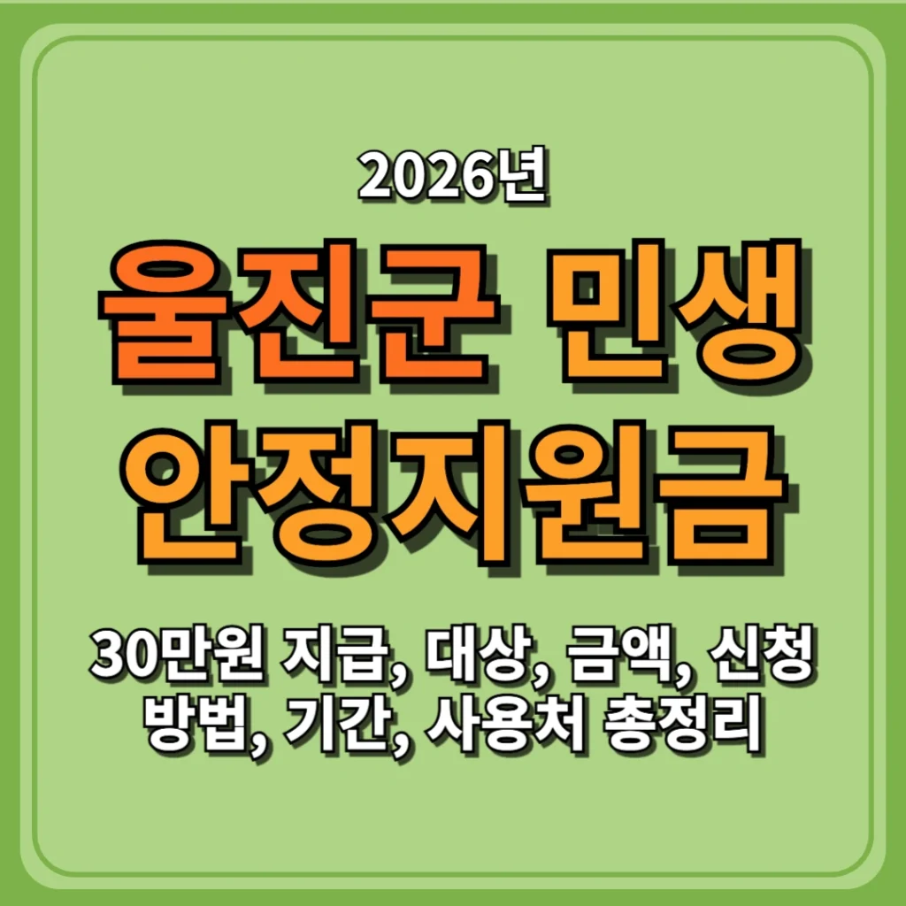 2026 울진군 민생안정지원금 30만원 지급, 대상, 금액, 신청 방법, 기간, 사용처 총정리