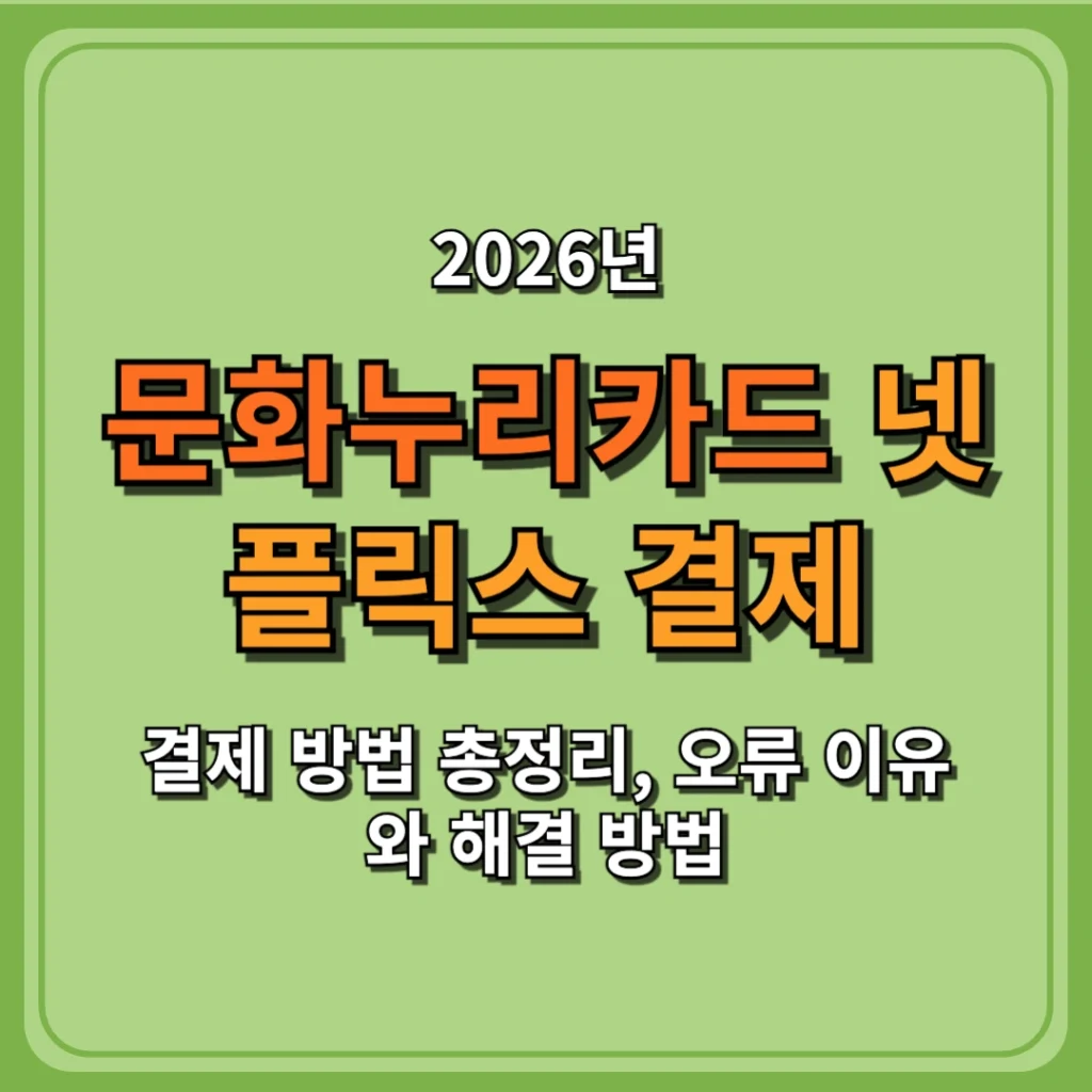 문화누리카드 넷플릭스 결제 방법 총정리, 오류 이유와 해결 방법