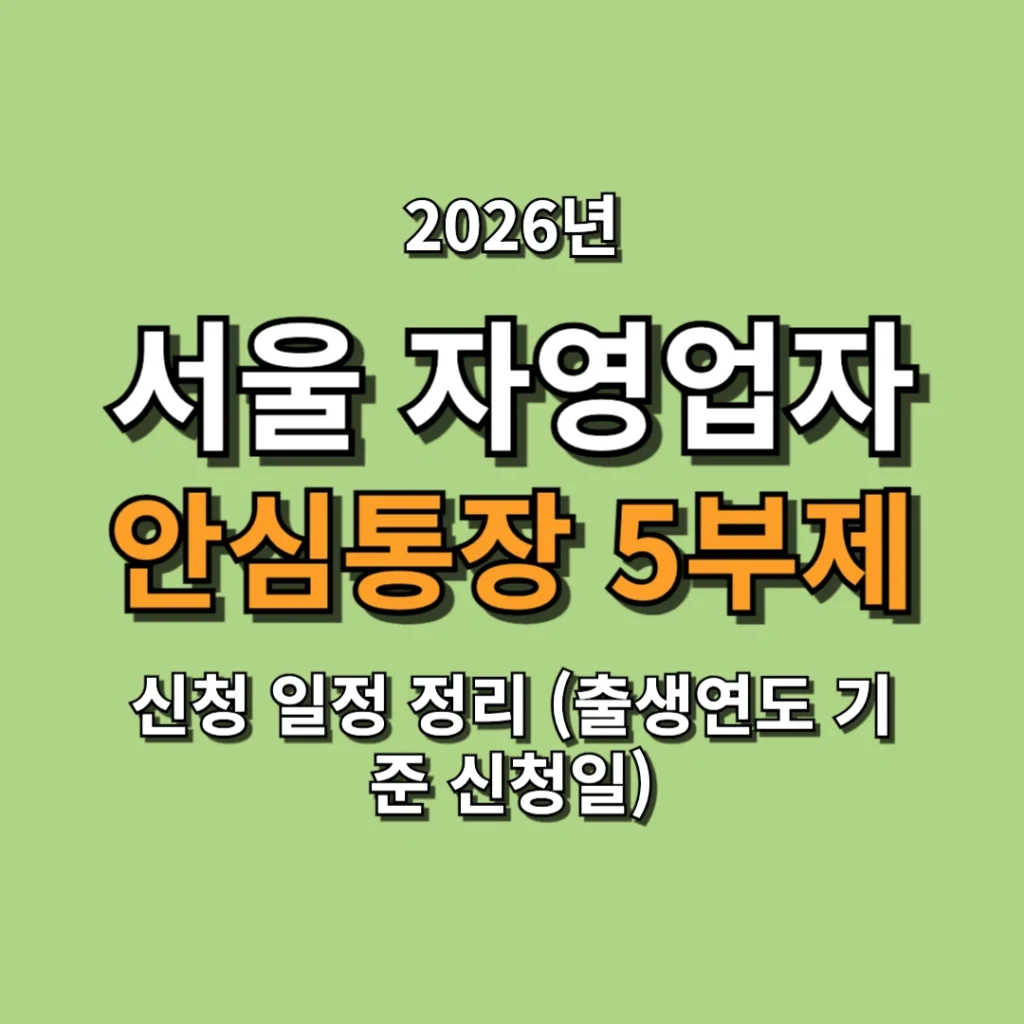 2026 서울 자영업자 안심통장 5부제 신청 일정 정리 (출생연도 기준 신청일)