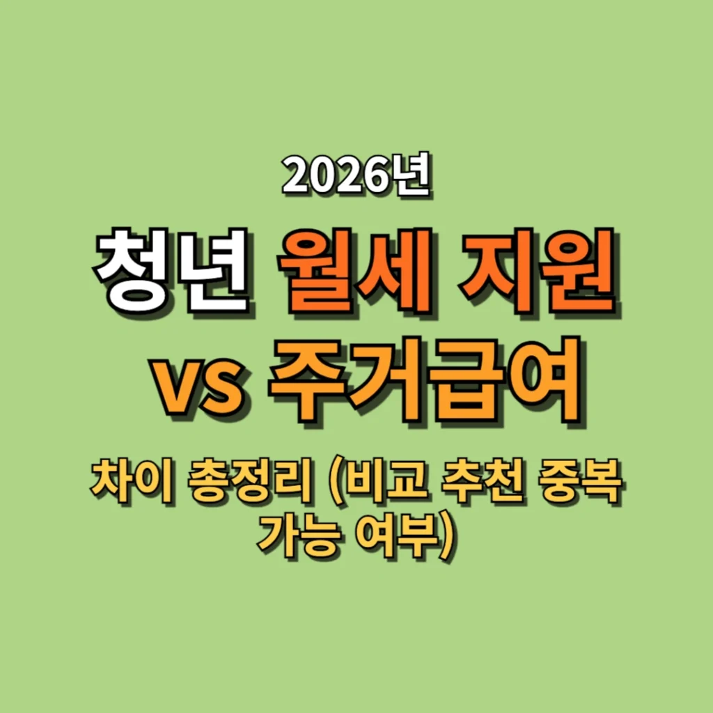 2026 청년 월세 지원 vs 주거급여 차이 총정리 (+중복 가능 여부)