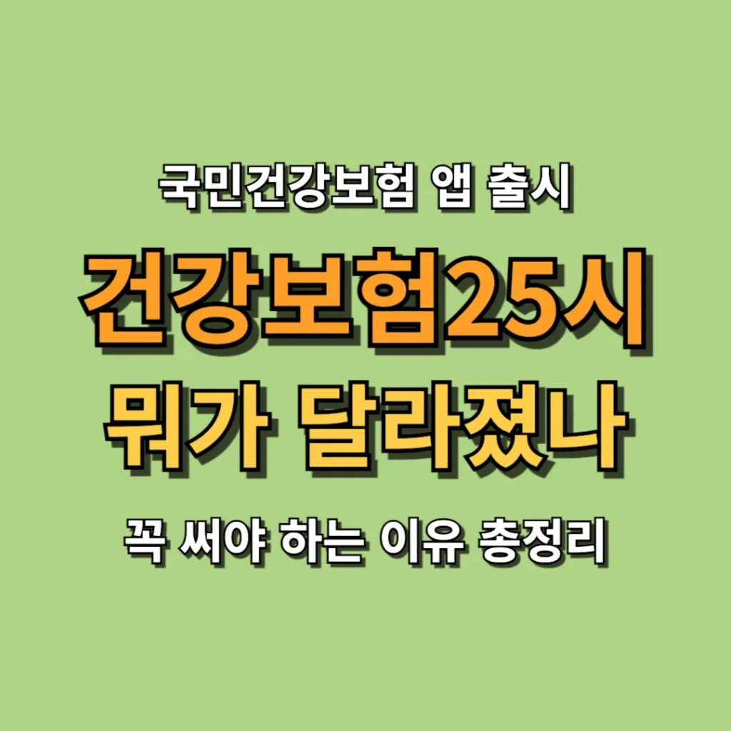 건강보험25시 뭐가 달라졌나, 꼭 써야 하는 이유 총정리