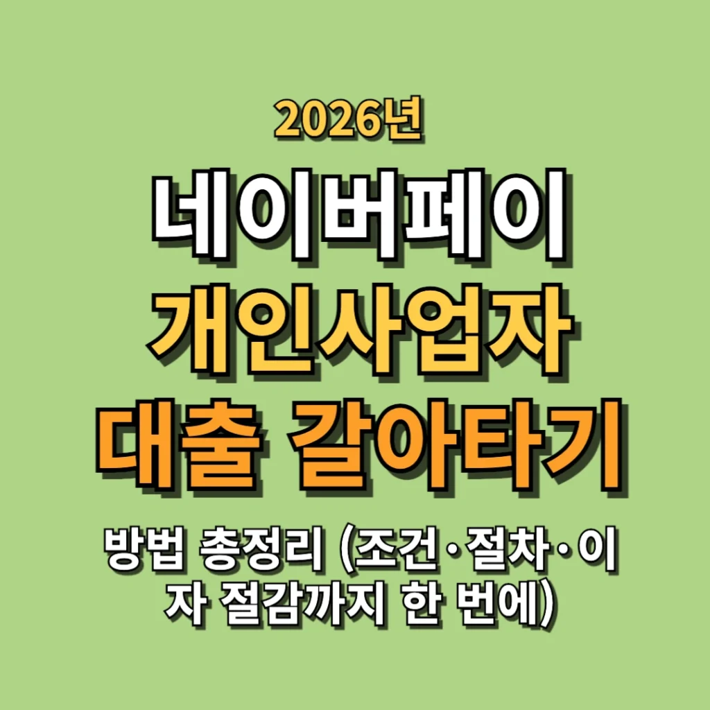 네이버페이 개인사업자 대출 갈아타기 방법 총정리 (조건·절차·이자 절감까지 한 번에)