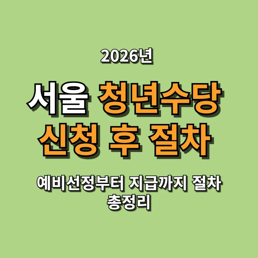 서울 청년수당 신청 후 절차 총정리 예비선정부터 지급까지