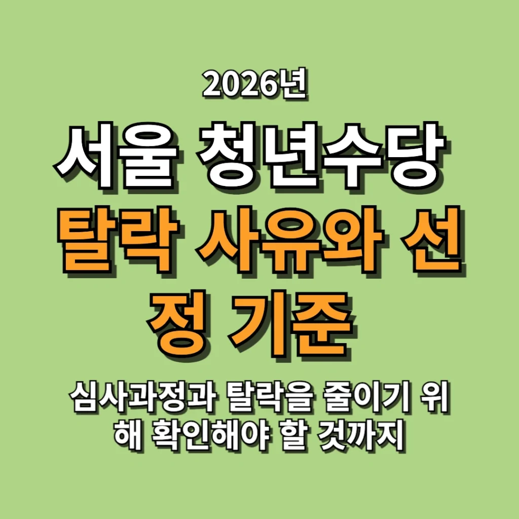서울 청년수당 탈락 사유와 선정 기준 알아보기