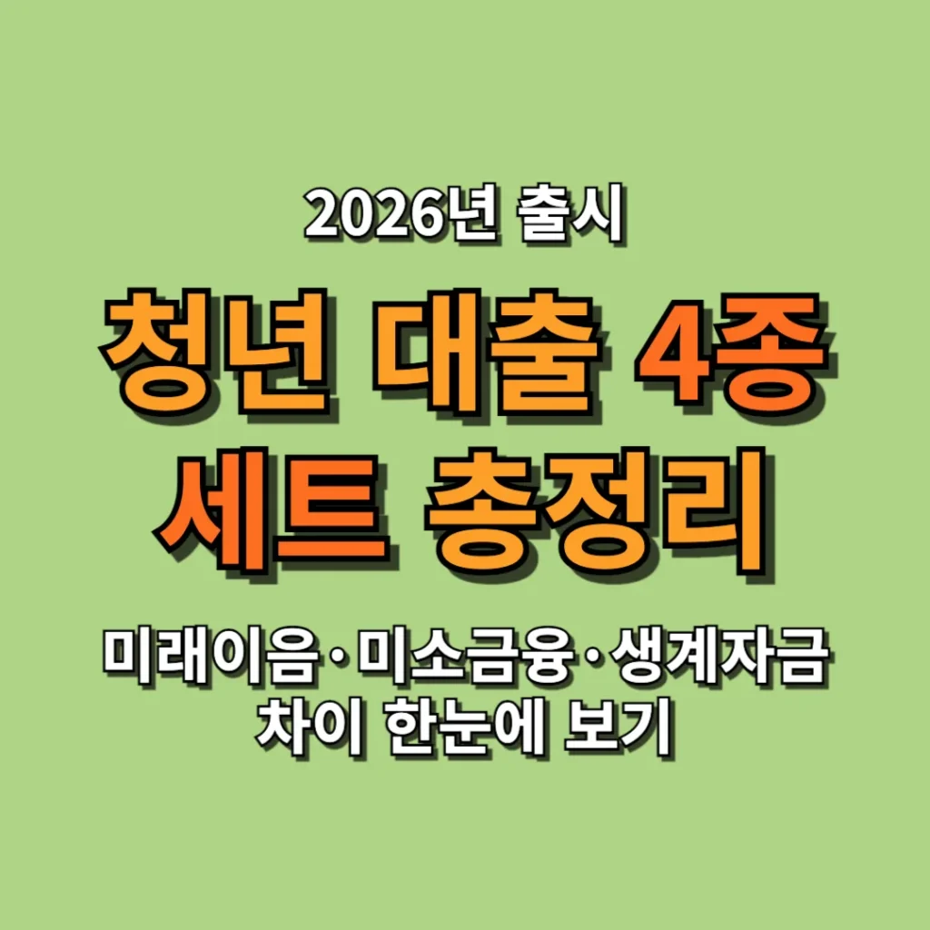 청년 대출 4종 세트 총정리, 미래이음·미소금융·생계자금 차이 한눈에 보기