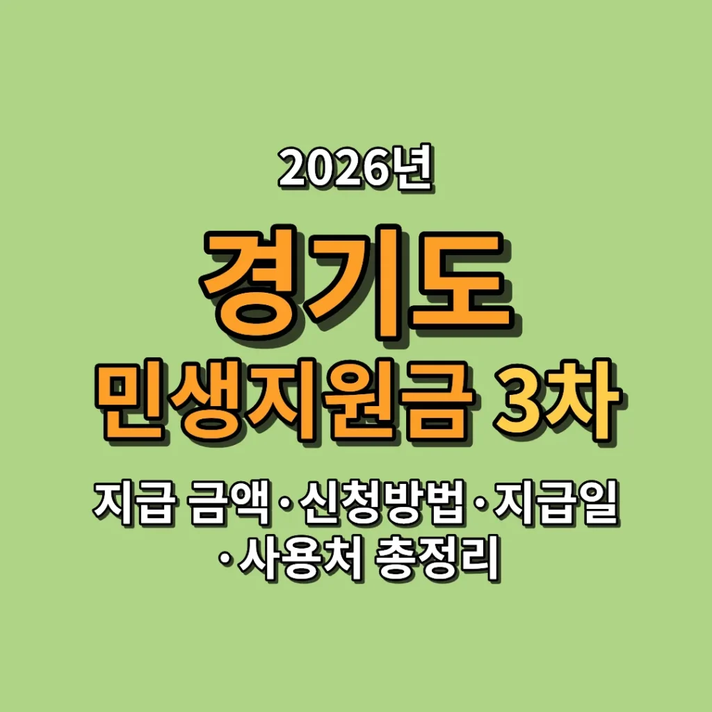 2026 경기도 민생지원금 3차 지급 금액·신청방법·지급일·사용처 총정리