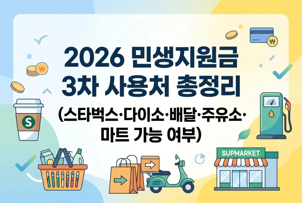 2026 민생지원금 3차 사용처 총정리 (스타벅스·다이소·배달·주유소·마트 가능 여부)