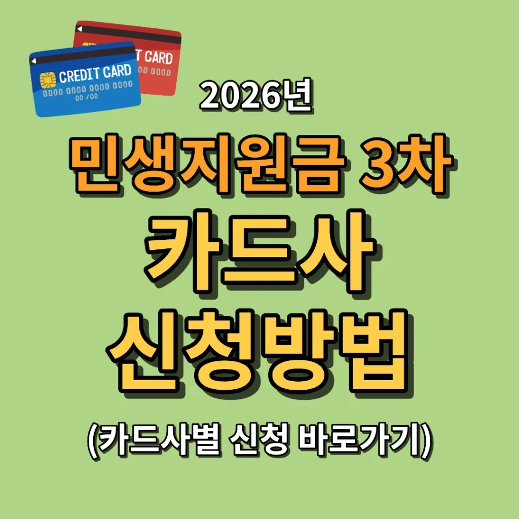 2026 민생지원금 3차 카드사 신청방법 총정리 (카드사별 신청 바로가기)