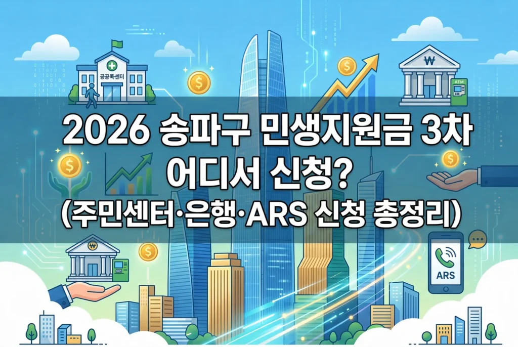 2026 송파구 민생지원금 3차 어디서 신청? (주민센터·은행·ARS 신청 총정리)