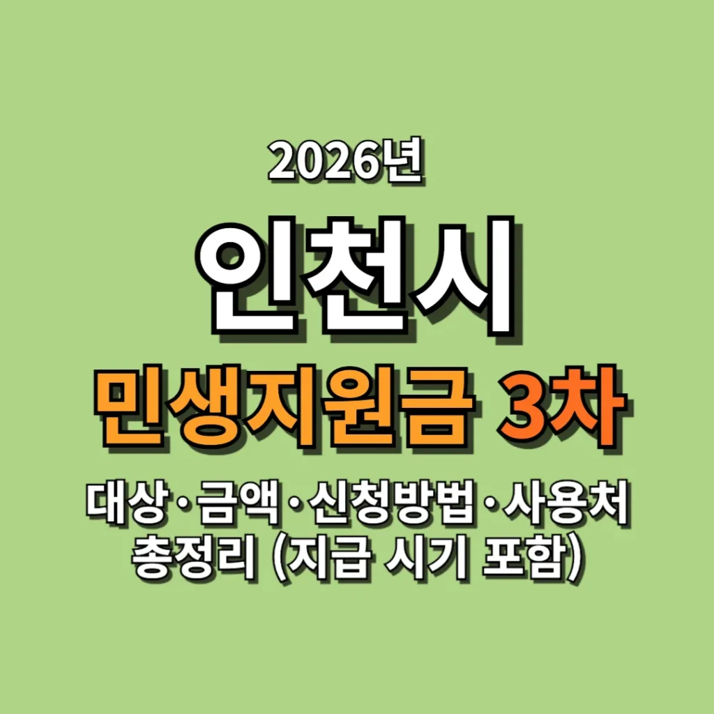 2026 인천 민생지원금 3차 지급 대상·금액·신청방법·사용처 총정리 (지급 시기 포함)