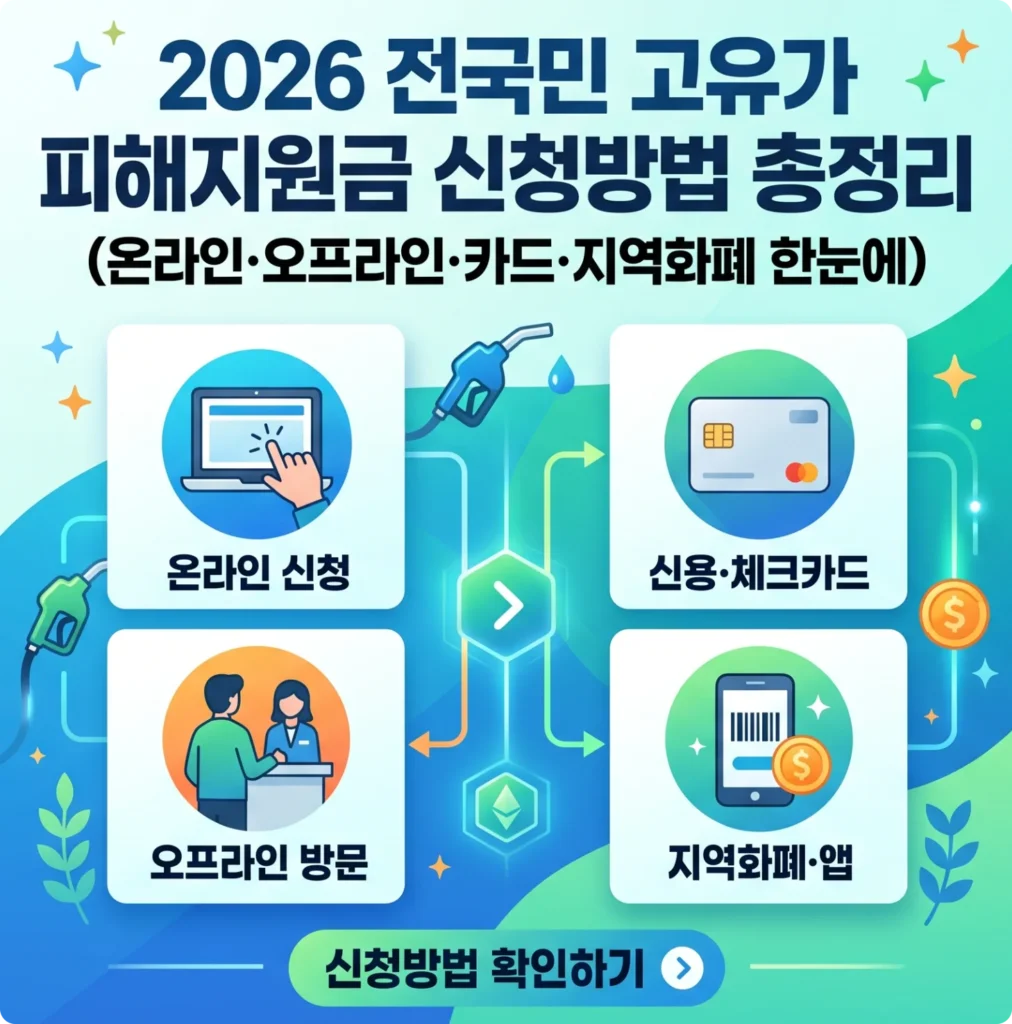 2026 전국민 고유가 피해지원금 신청방법 총정리 (온라인·오프라인·카드·지역화폐 한눈에)