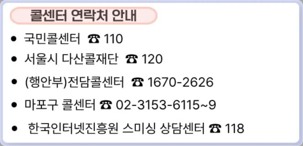 마포구 민생지원금 콜센터 연락처 