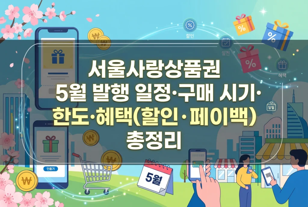 서울사랑상품권 5월 발행 일정·구매 시기·한도·혜택(할인·페이백) 총정리