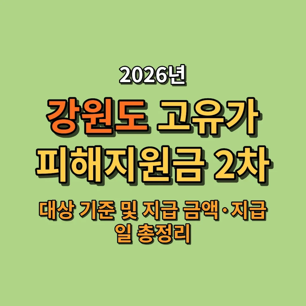 2026 강원도 고유가 피해지원금 2차 대상 기준 및 지급 금액·지급일 총정리