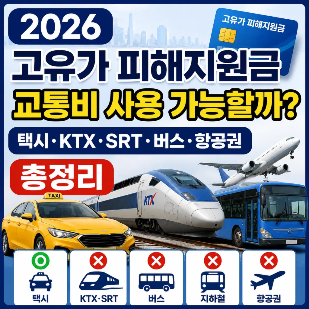 2026 고유가 피해지원금 교통비 사용 가능할까? 택시·KTX·SRT·버스·항공권 총정리