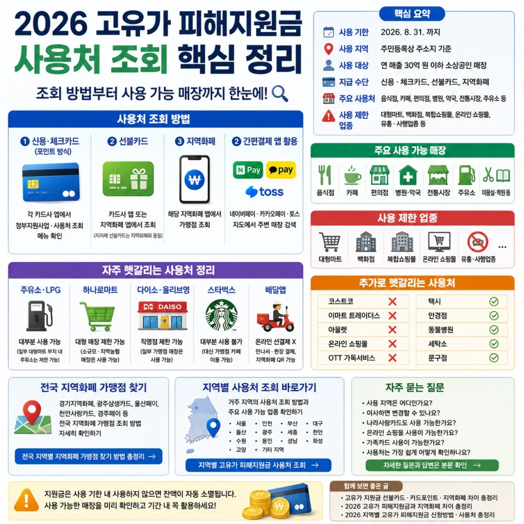 고유가 피해지원금 사용처 조회 방법 한눈에 보기