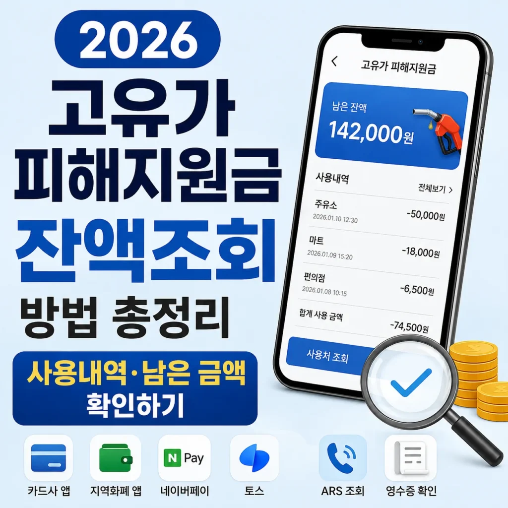 2026 고유가 피해지원금 잔액조회 방법 총정리, 사용내역·남은 금액 확인하기