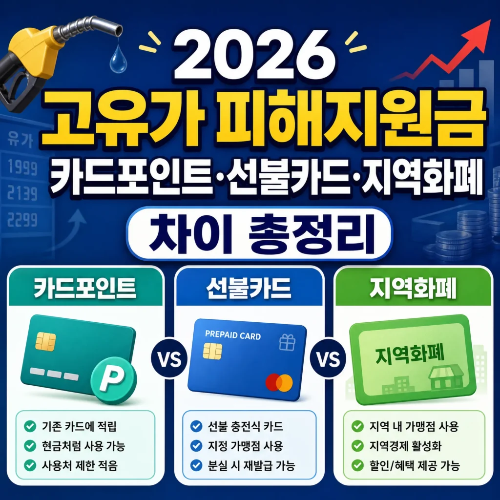 2026 고유가 피해지원금 카드포인트·선불카드·지역화폐 차이 총정리