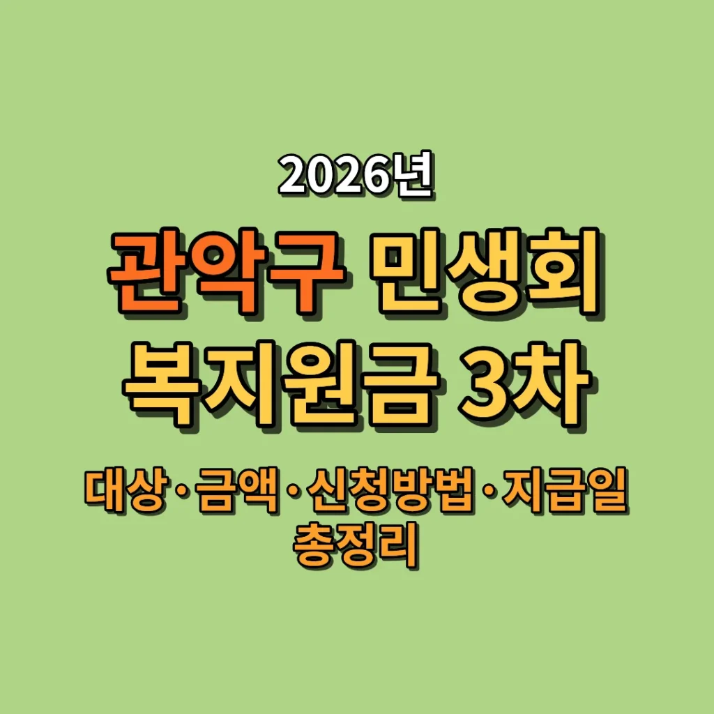 2026 서울 관악구 민생회복지원금 3차 대상·금액·신청방법·지급일 총정리