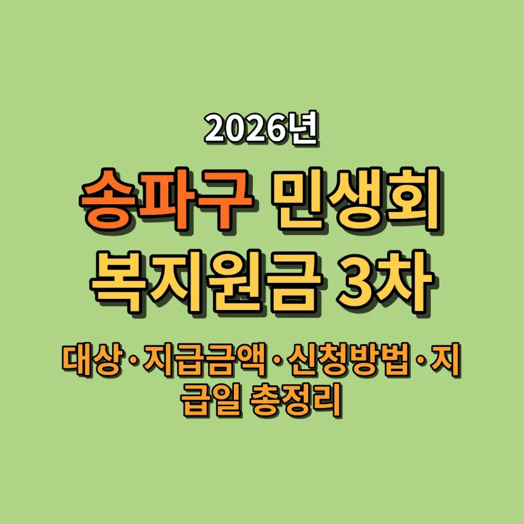 2026 서울 송파구 민생회복지원금 3차 대상·지급금액·신청방법·지급일 총정리