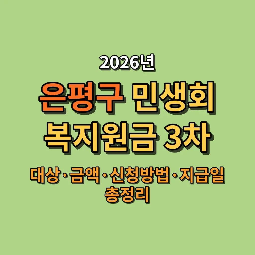 2026 서울 은평구 민생회복지원금 3차 대상·금액·신청방법·지급일 총정리