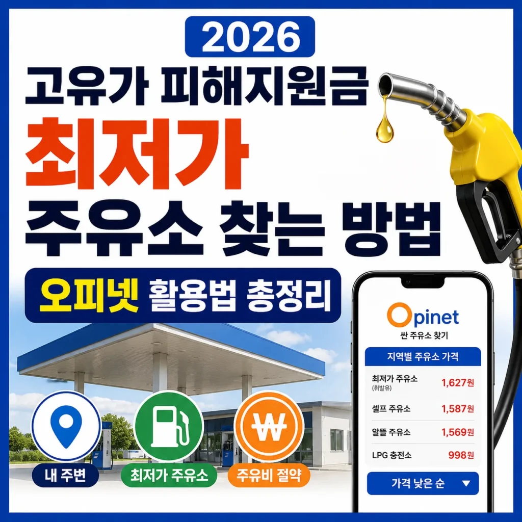2026 고유가 피해지원금 최저가 주유소 찾는 방법, 오피넷 활용법 총정리