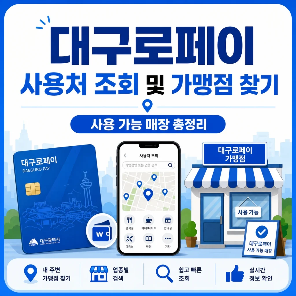 대구로페이 사용처 조회 및 가맹점 찾기|사용 가능 매장 총정리