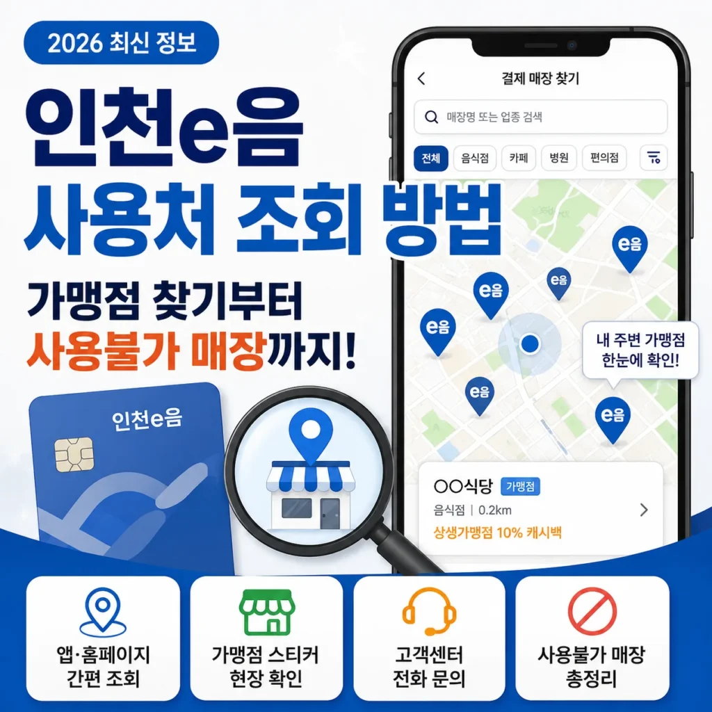 인천e음 사용처 조회 방법, 가맹점 찾기부터 사용불가 매장까지