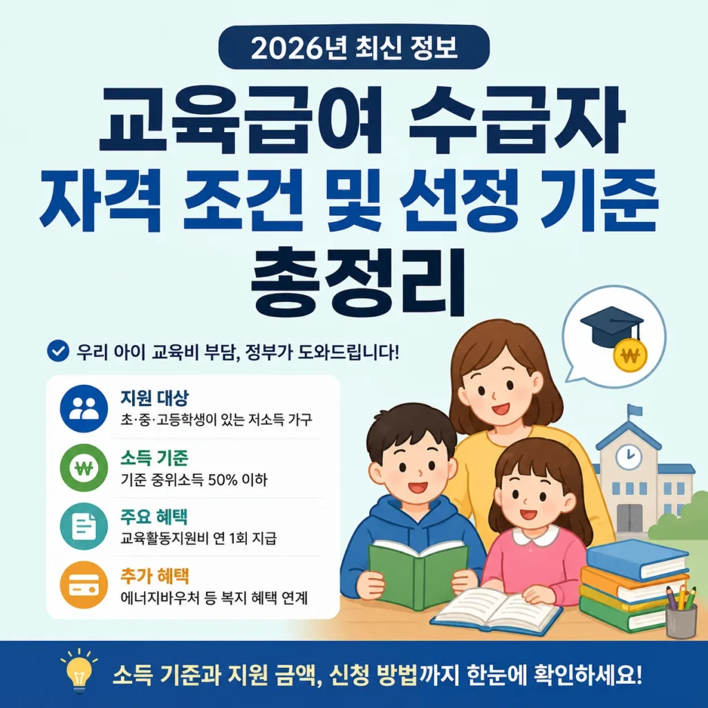 교육급여 수급자 자격 조건 및 선정 기준 총정리 (2026년 최신)