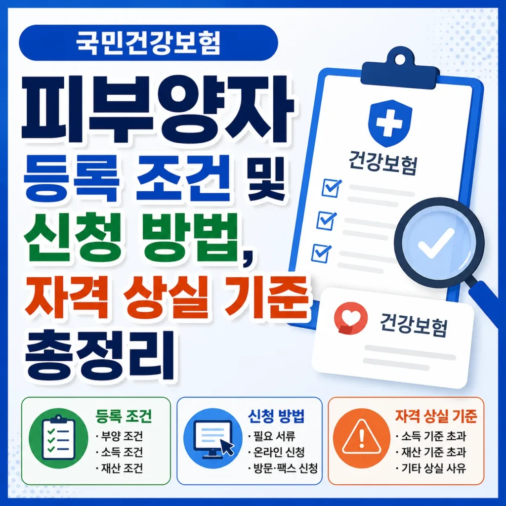 국민건강보험 피부양자 등록 조건 및 신청 방법, 자격 상실 기준 총정리