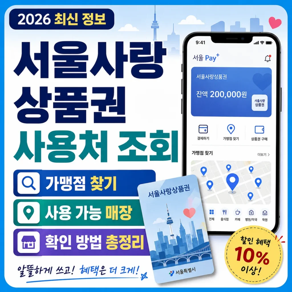 서울사랑상품권 사용처 조회, 가맹점 찾기, 사용 가능 매장 확인 방법
