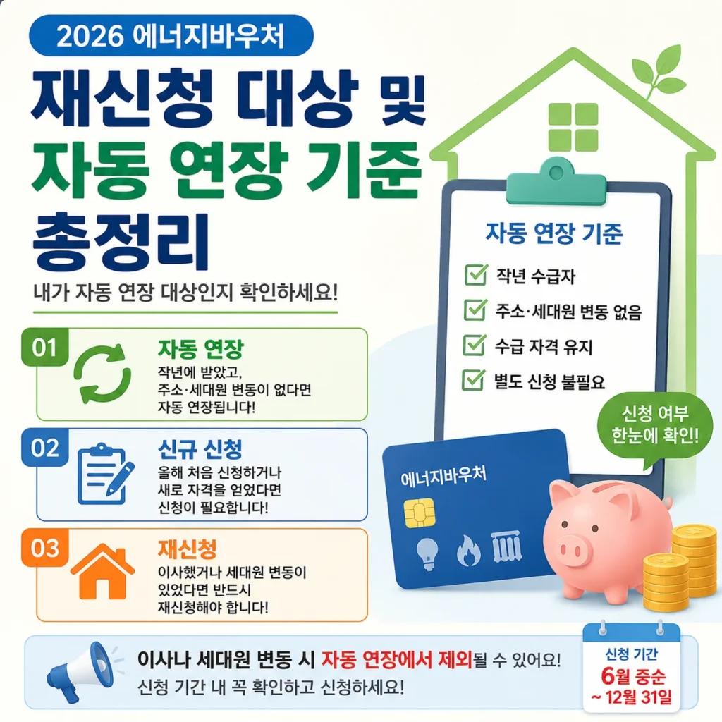 에너지바우처 재신청 대상 및 자동 연장 기준 총정리