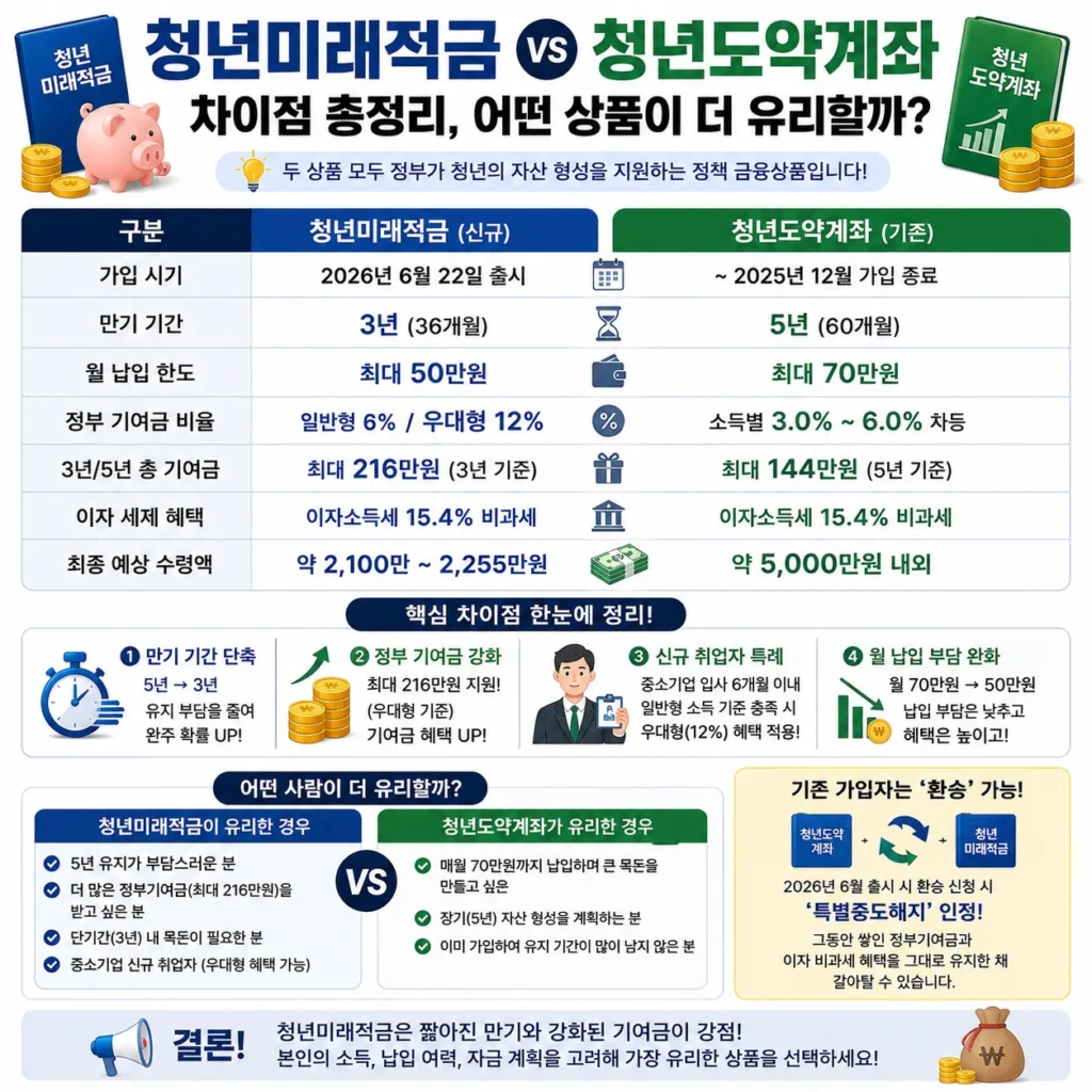 청년미래적금 vs 청년도약계좌 차이점 요약 정리
