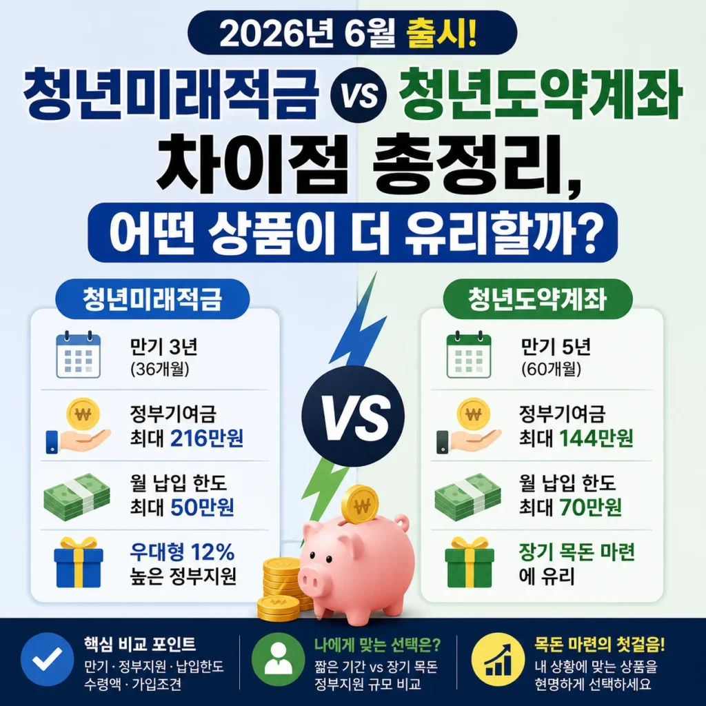 청년미래적금 vs 청년도약계좌 차이점 총정리, 어떤 상품이 더 유리할까?