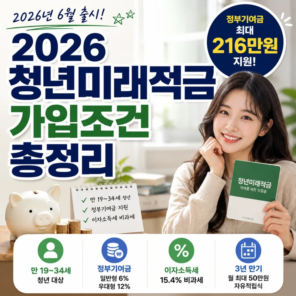 2026 청년미래적금 가입조건 총정리, 정부기여금 최대 216만원 지원
