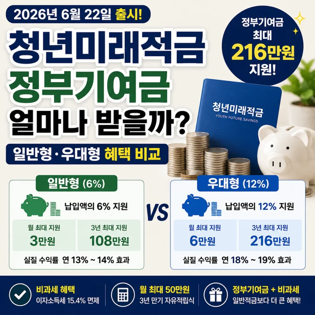 청년미래적금 정부기여금 얼마나 받을까? 일반형·우대형 혜택 비교
