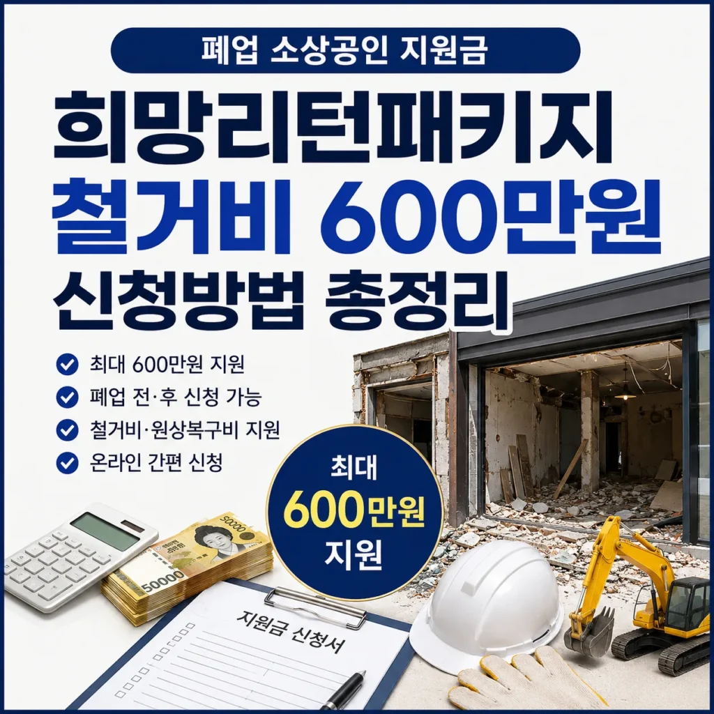폐업 소상공인 지원금|희망리턴패키지 철거비 600만원 신청방법 총정리