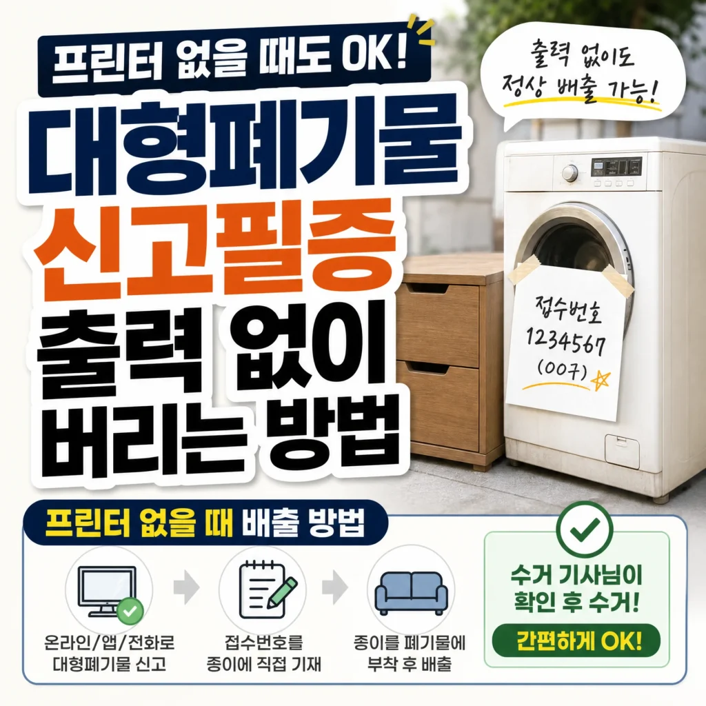 대형폐기물 신고필증 출력 없이 버리는 방법, 프린터 없을 때 배출방법