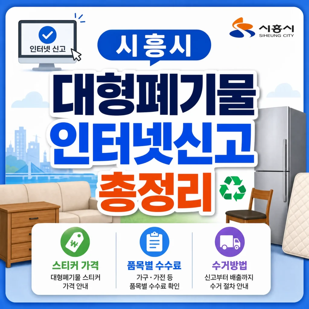 시흥시 대형폐기물 인터넷신고 총정리, 스티커 가격·품목별 수수료·수거방법
