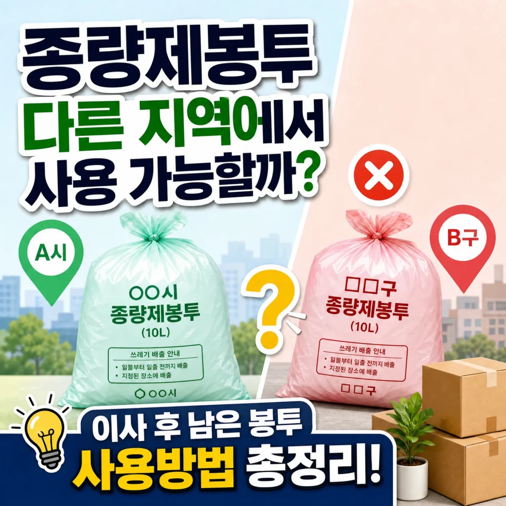 종량제봉투 다른 지역에서 사용 가능할까? 이사 후 남은 봉투 사용방법