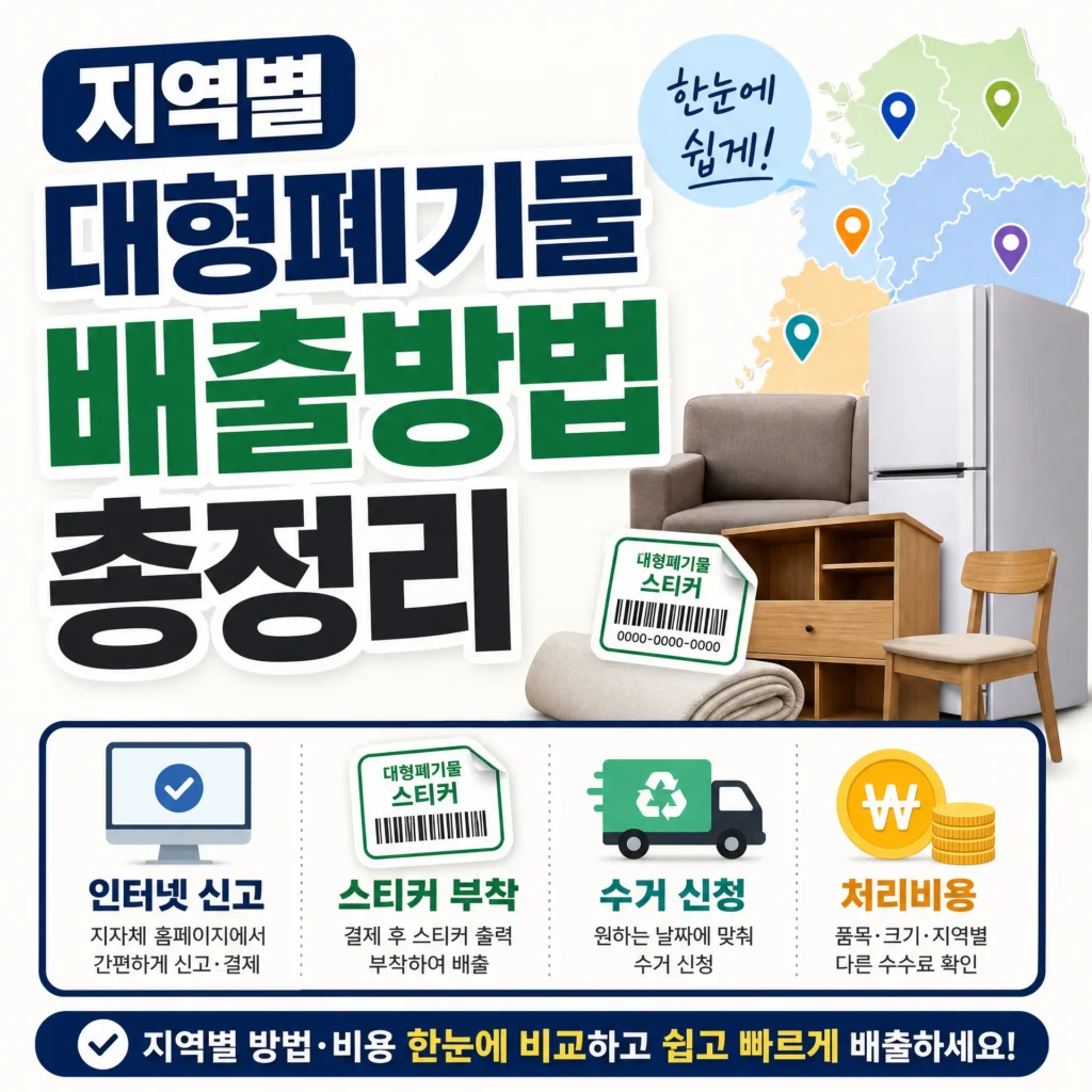 지역별 대형폐기물 배출방법 총정리, 인터넷 신고·스티커·수거 신청·처리비용