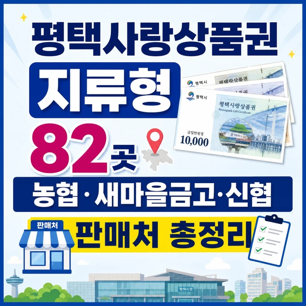 평택사랑상품권 지류형 구매처 82곳, 농협·새마을금고·신협 판매처 총정리
