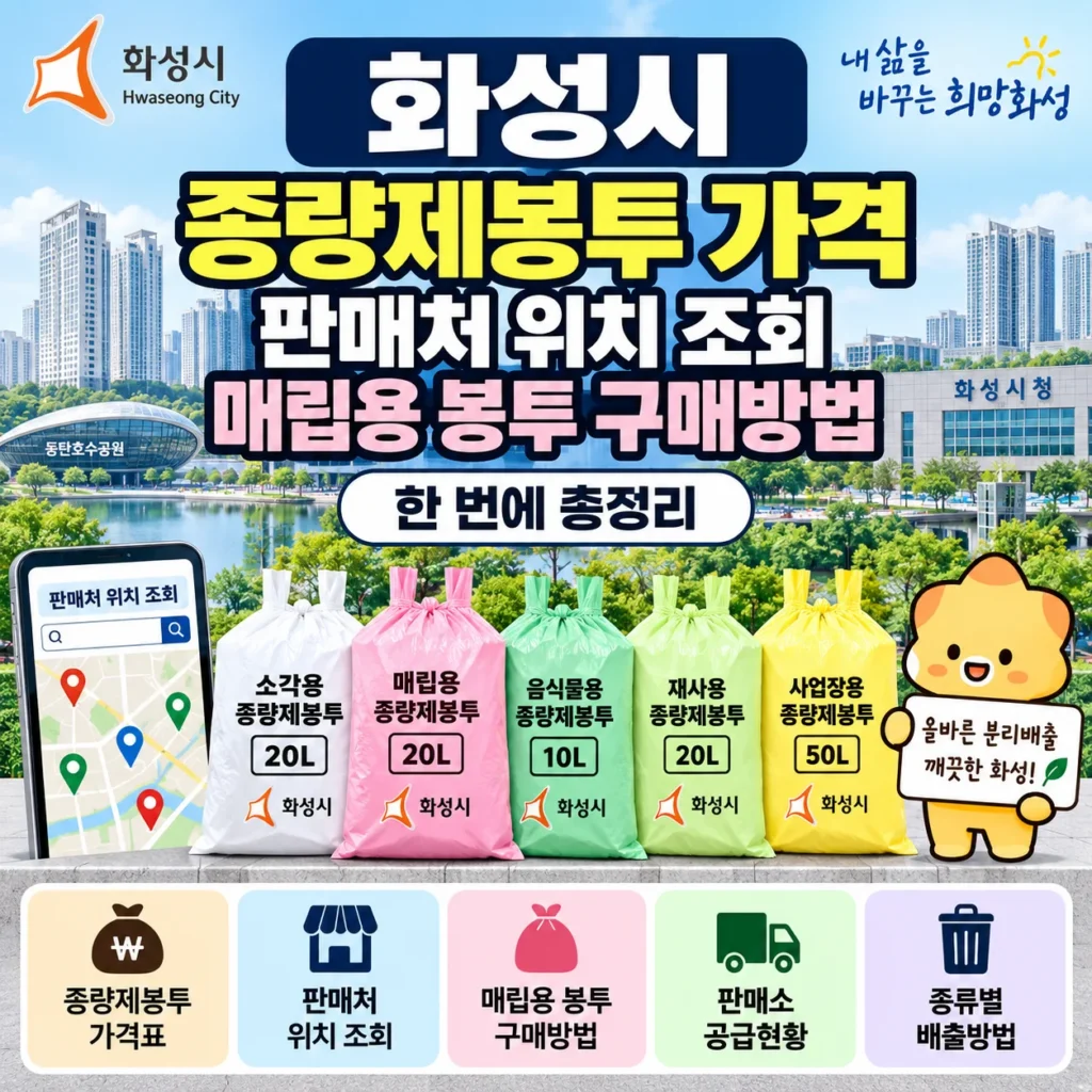 화성시 종량제봉투 가격, 판매처 위치 조회·매립용 봉투 구매방법 총정리