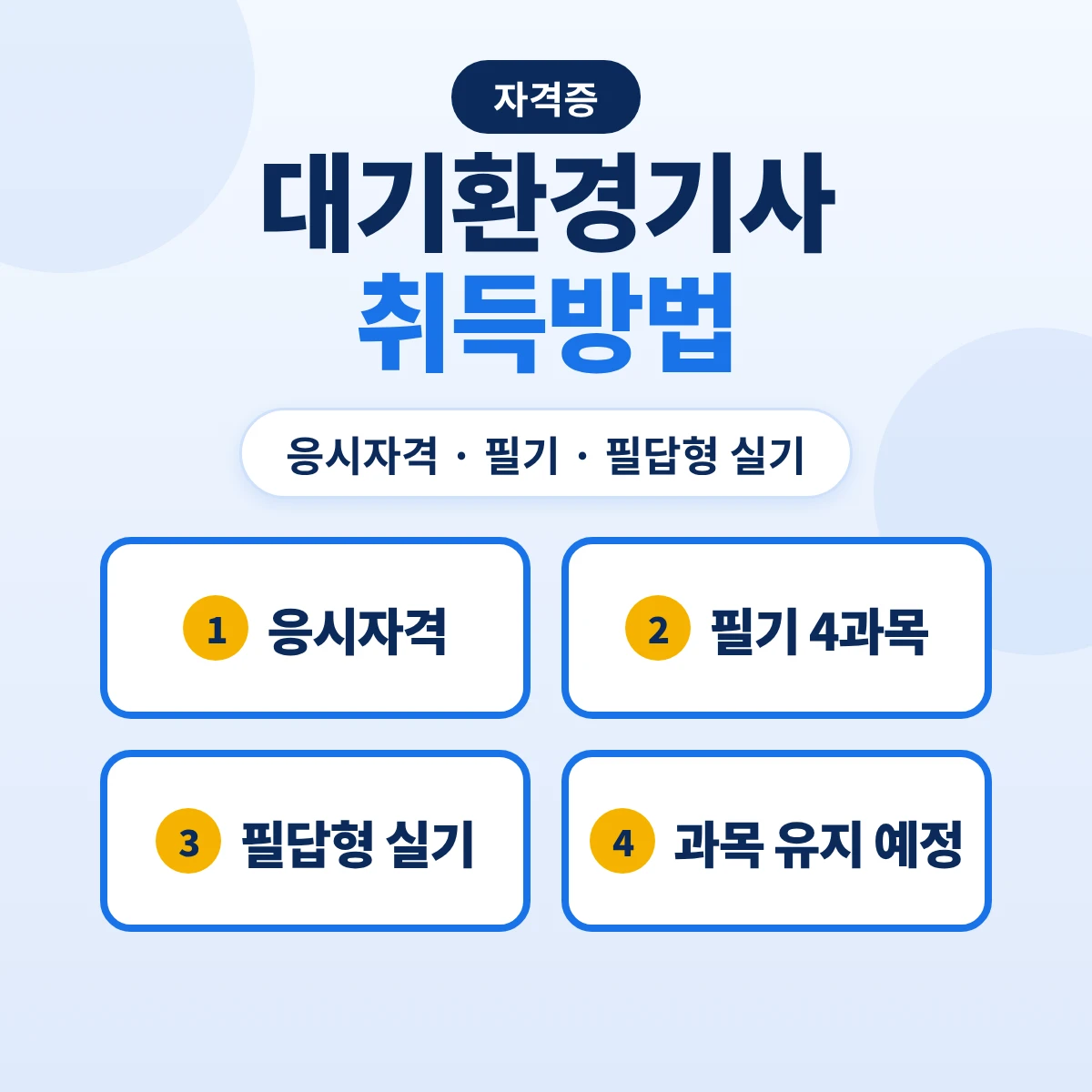 대기환경기사 취득방법: 응시자격 10가지 경로·필기 4과목·필답형 실기와 2027·2028 과목 유지 예정