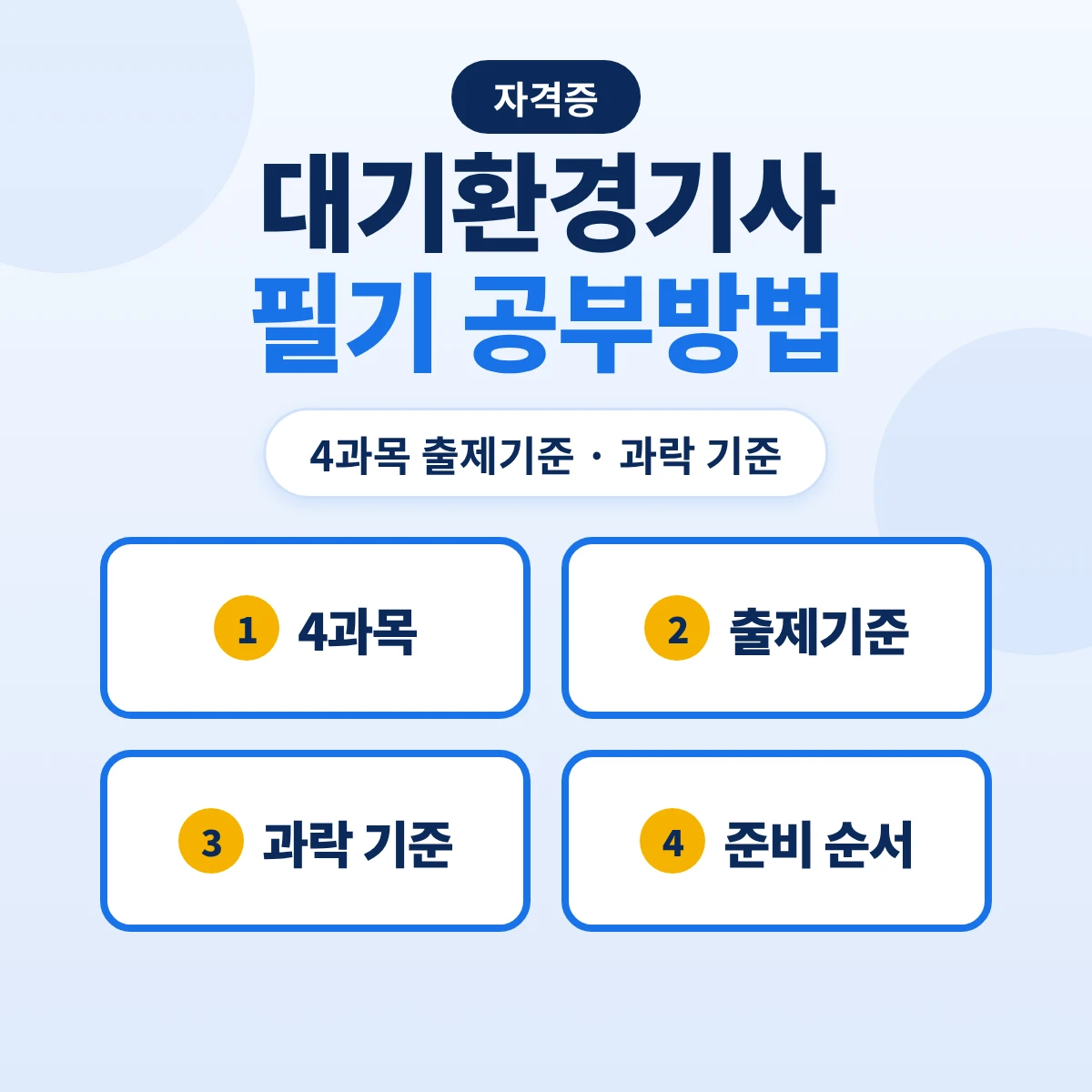 대기환경기사 필기 공부방법: 4과목 출제기준 12개 주요항목·과락 기준과 준비 순서