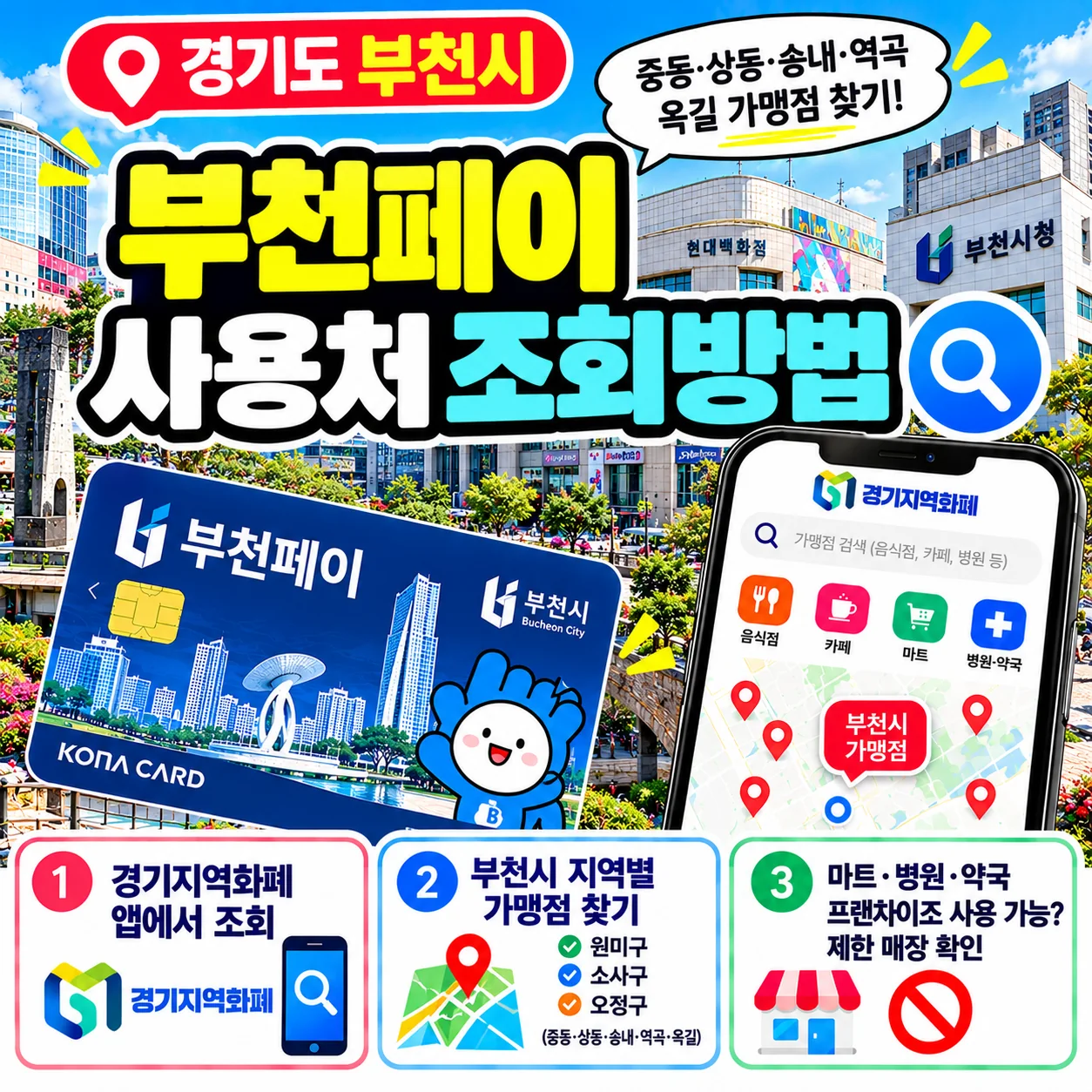 부천페이 사용처 조회방법 중동 상동 송내 역곡 옥길 가맹점 찾기